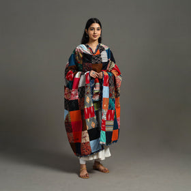 Multicolor - indigo cotton reversible patchwork dupatta 11