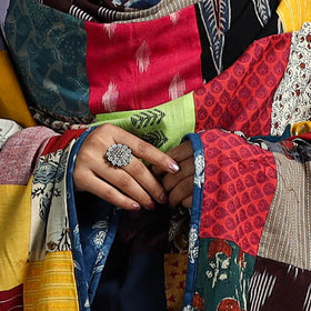 Multicolor - indigo cotton reversible patchwork dupatta 12