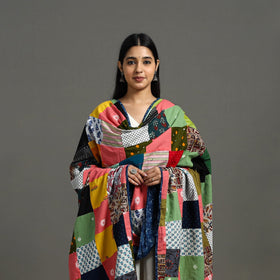 Multicolor - indigo cotton reversible patchwork dupatta 13