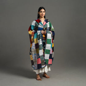 Multicolor - indigo cotton reversible patchwork dupatta 16