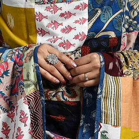 Multicolor - indigo cotton reversible patchwork dupatta 17