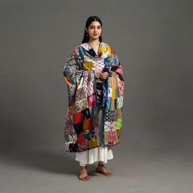 Multicolor - indigo cotton reversible patchwork dupatta 17
