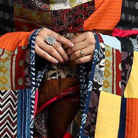 Multicolor - indigo cotton reversible patchwork dupatta 20