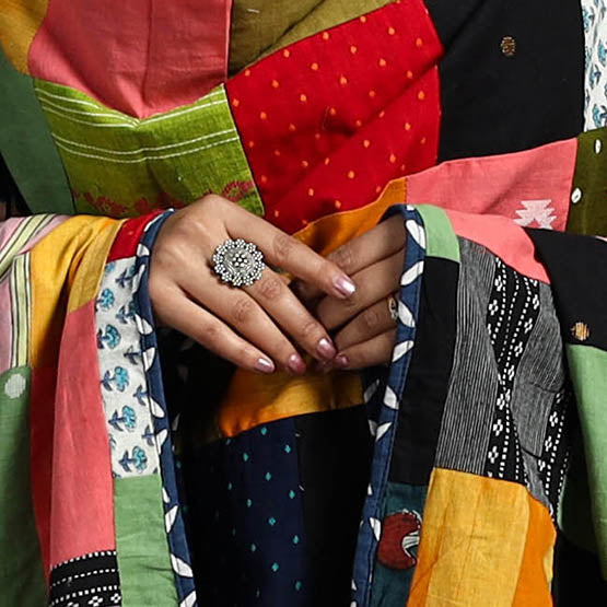 Multicolor - indigo cotton reversible patchwork dupatta 21