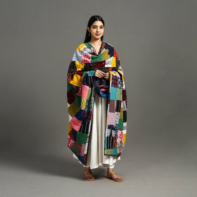 Multicolor - indigo cotton reversible patchwork dupatta 22