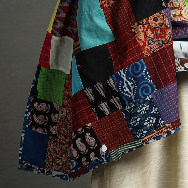 Multicolor - indigo reversible patchwork cotton dupatta 05