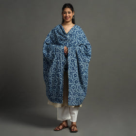 Multicolor - indigo reversible patchwork cotton dupatta 09