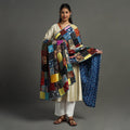 Multicolor - indigo reversible patchwork cotton dupatta 16