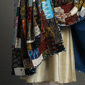 Multicolor - indigo reversible patchwork cotton dupatta 23