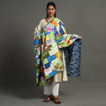 Multicolor - indigo reversible patchwork cotton dupatta 27