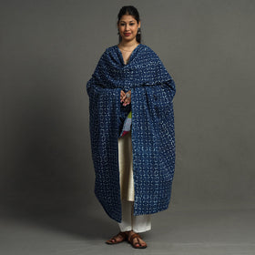 Multicolor - indigo reversible patchwork cotton dupatta 28