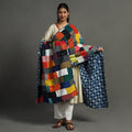 Multicolor - indigo reversible patchwork cotton dupatta 29