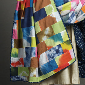 Multicolor - indigo reversible patchwork cotton dupatta 31