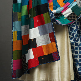 Multicolor - indigo reversible patchwork cotton dupatta 32