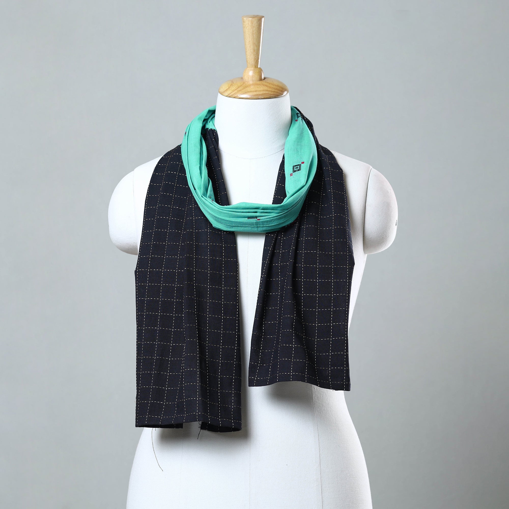 Multicolor - jacquard patchwork cotton stole 27