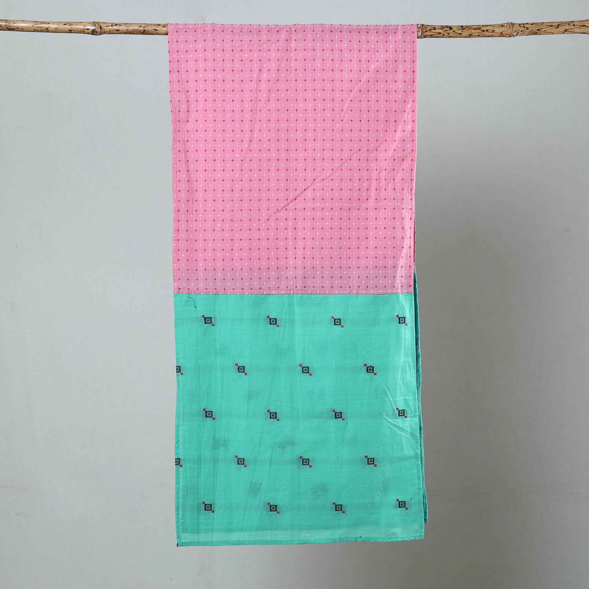 Multicolor - jacquard patchwork cotton stole 66