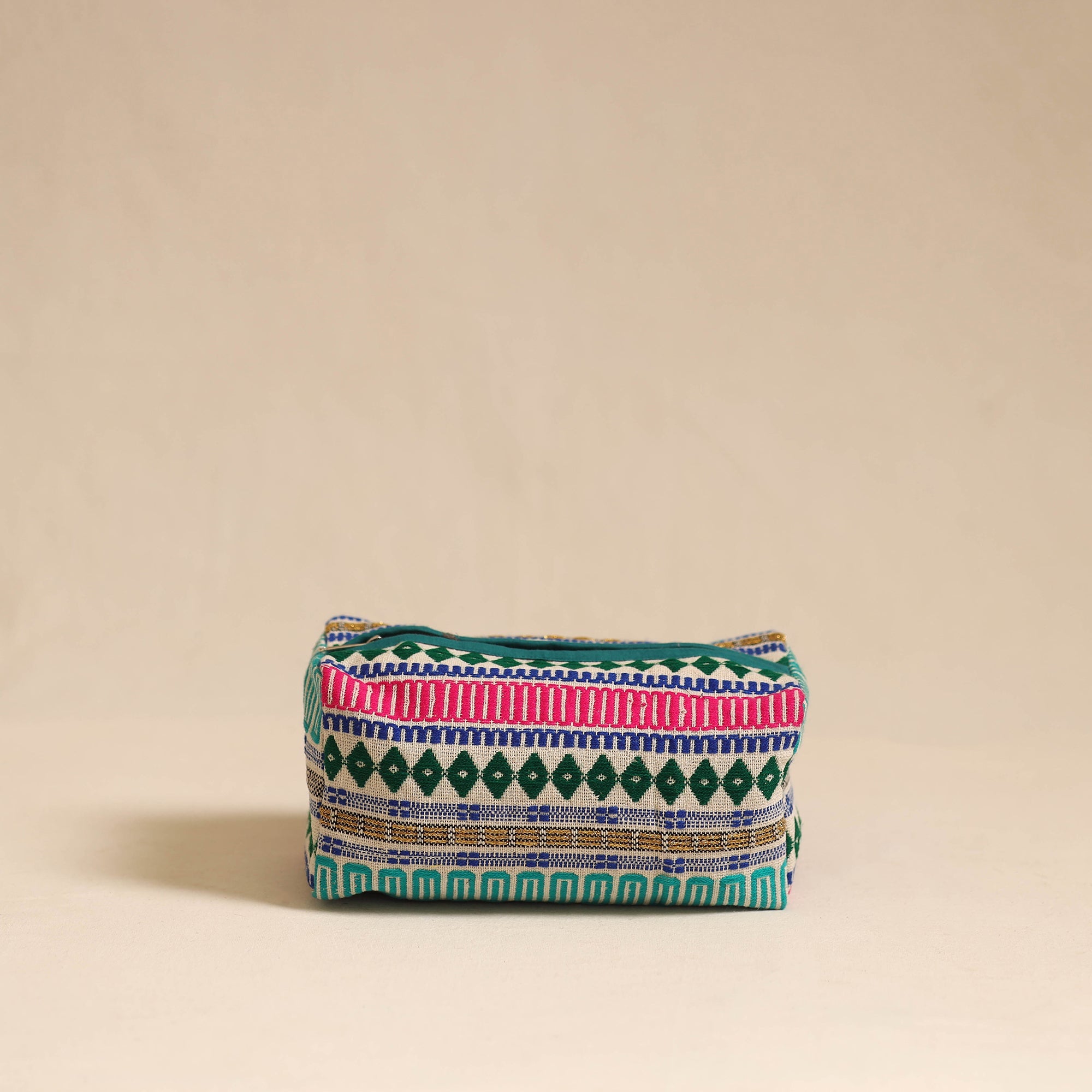  Multicolor Jacquard Weave Cotton Toiletry Pouch 