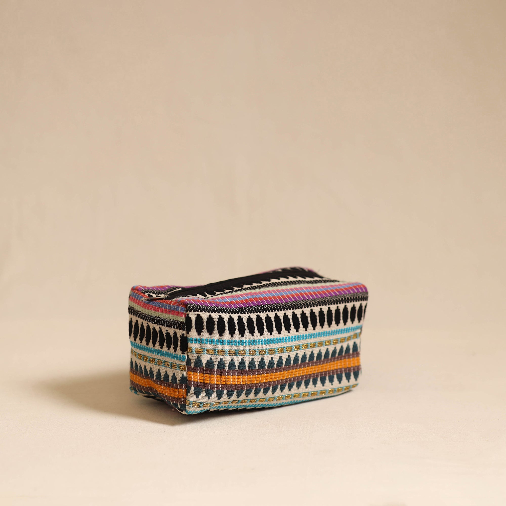  Multicolor Jacquard Weave Cotton Toiletry Pouch 