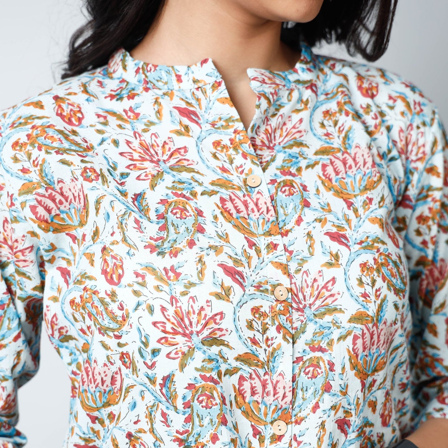 Buy Multicolor Jaipur Printed Cotton A-Line Kurta Online 