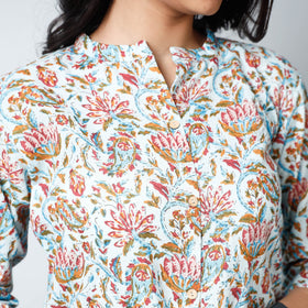 Buy Multicolor Jaipur Printed Cotton A-Line Kurta Online 