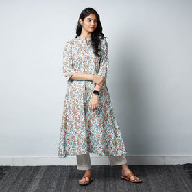 Buy Multicolor Jaipur Printed Cotton A-Line Kurta Online 