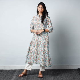Buy Multicolor Jaipur Printed Cotton A-Line Kurta Online 