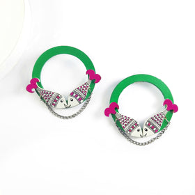 Jalpari - Madhubani Handpainted Wooden Earrings