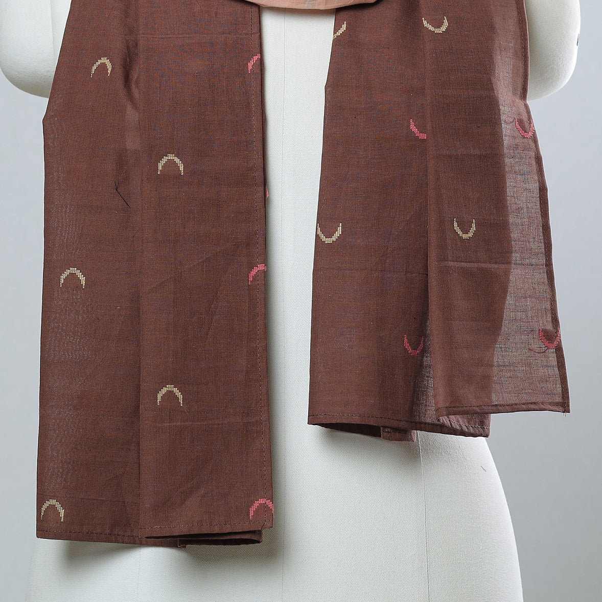 Multicolor - jamdani patchwork cotton stole 01 - handcrafted