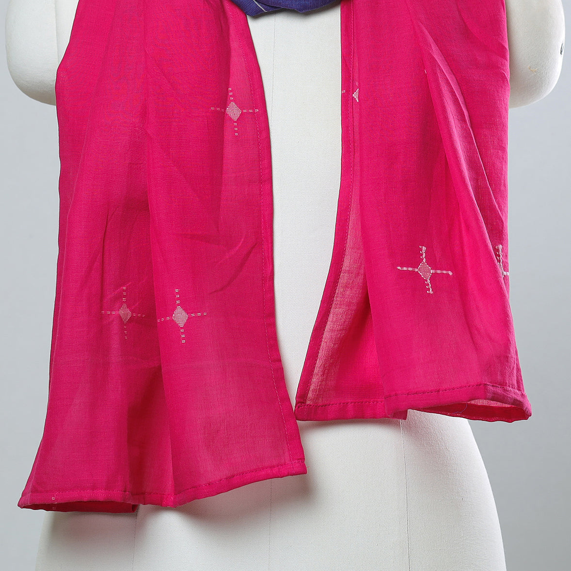 Multicolor - jamdani patchwork cotton stole 03 - handcrafted