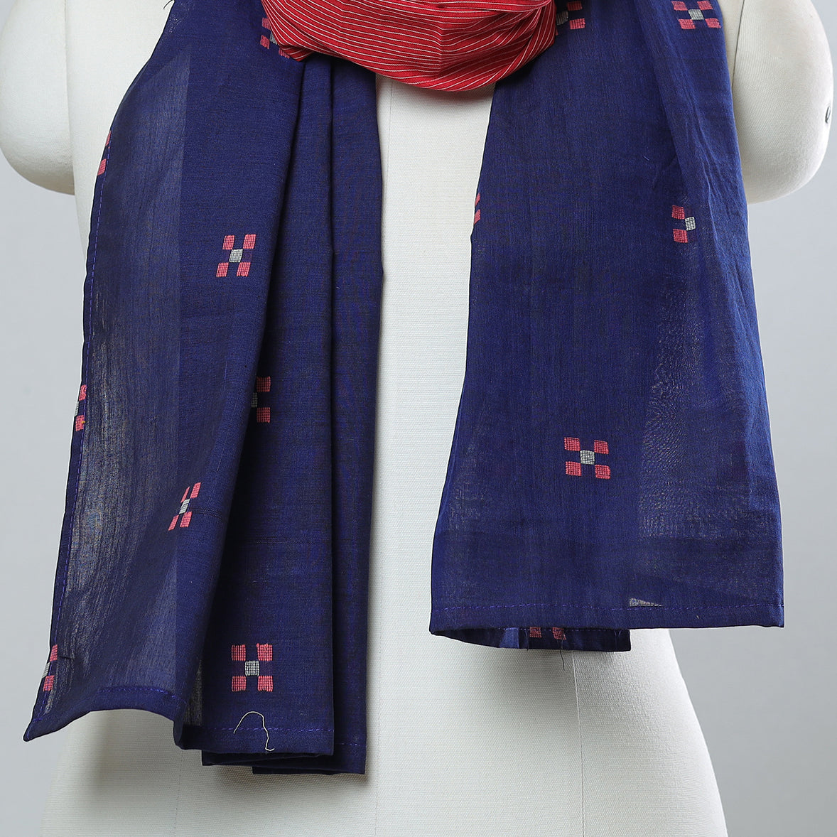 Multicolor - jamdani patchwork cotton stole 05 - handcrafted