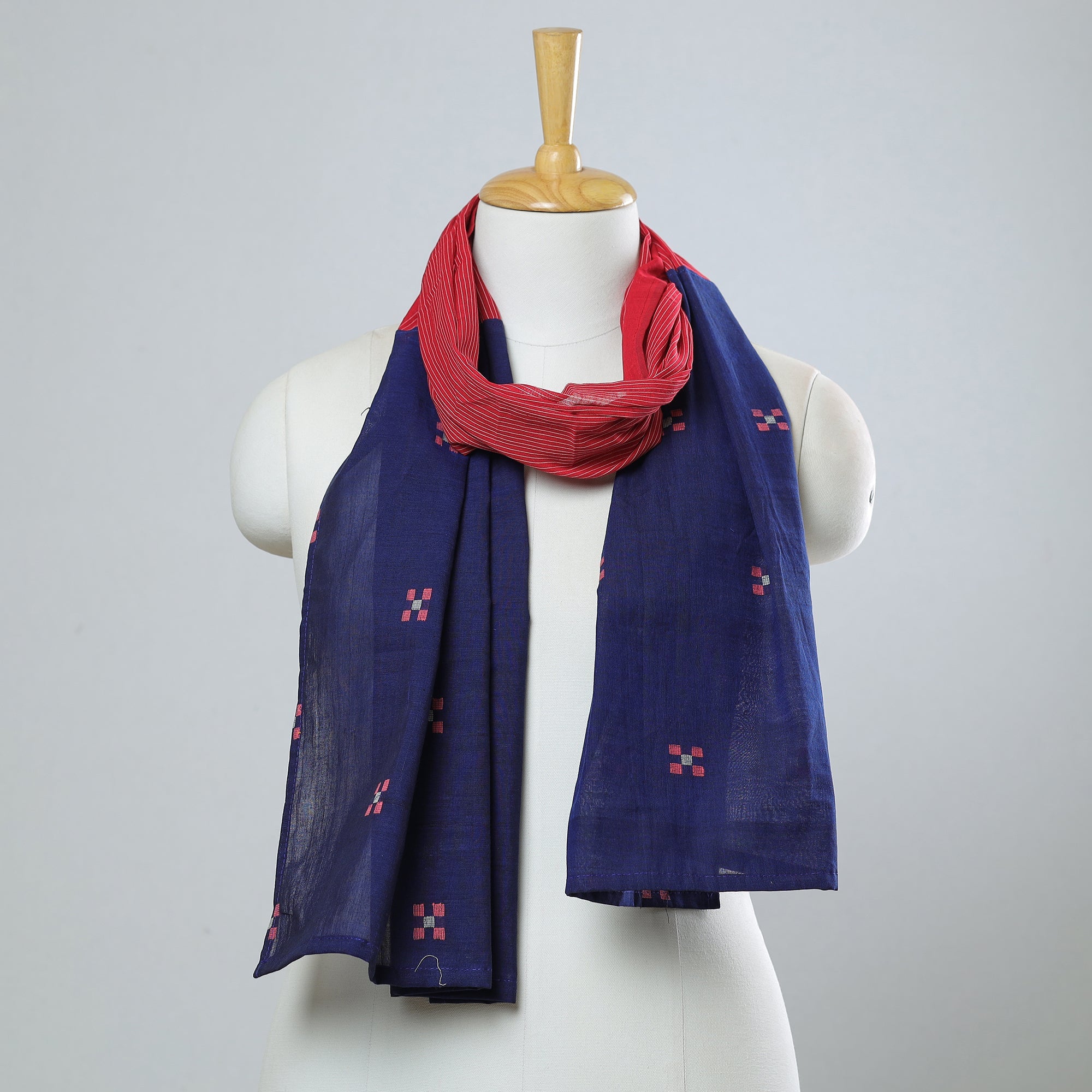 Multicolor - jamdani patchwork cotton stole 05 - handcrafted