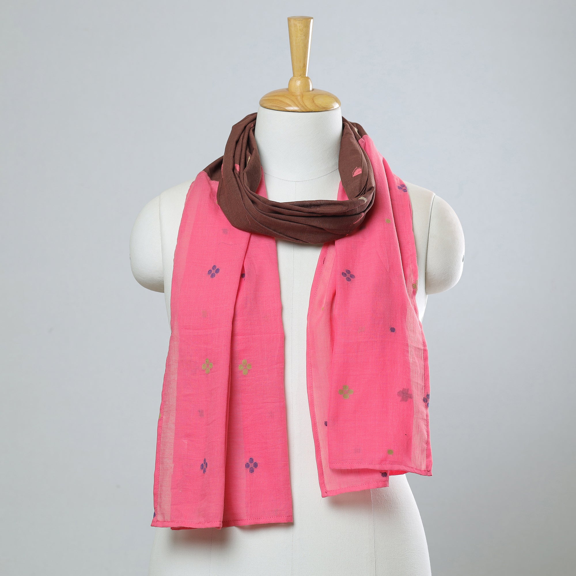 Multicolor - jamdani patchwork cotton stole 15 - handcrafted