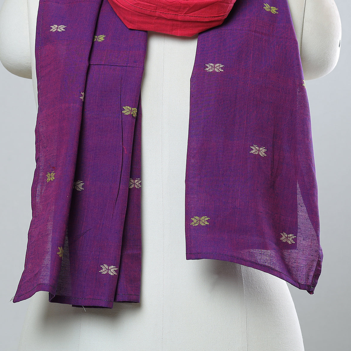 Multicolor - jamdani patchwork cotton stole 22 - handcrafted