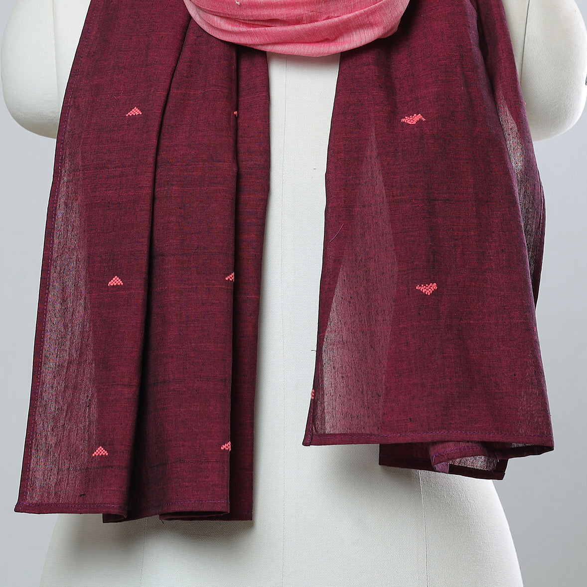 Multicolor - jamdani patchwork cotton stole 23 - handcrafted