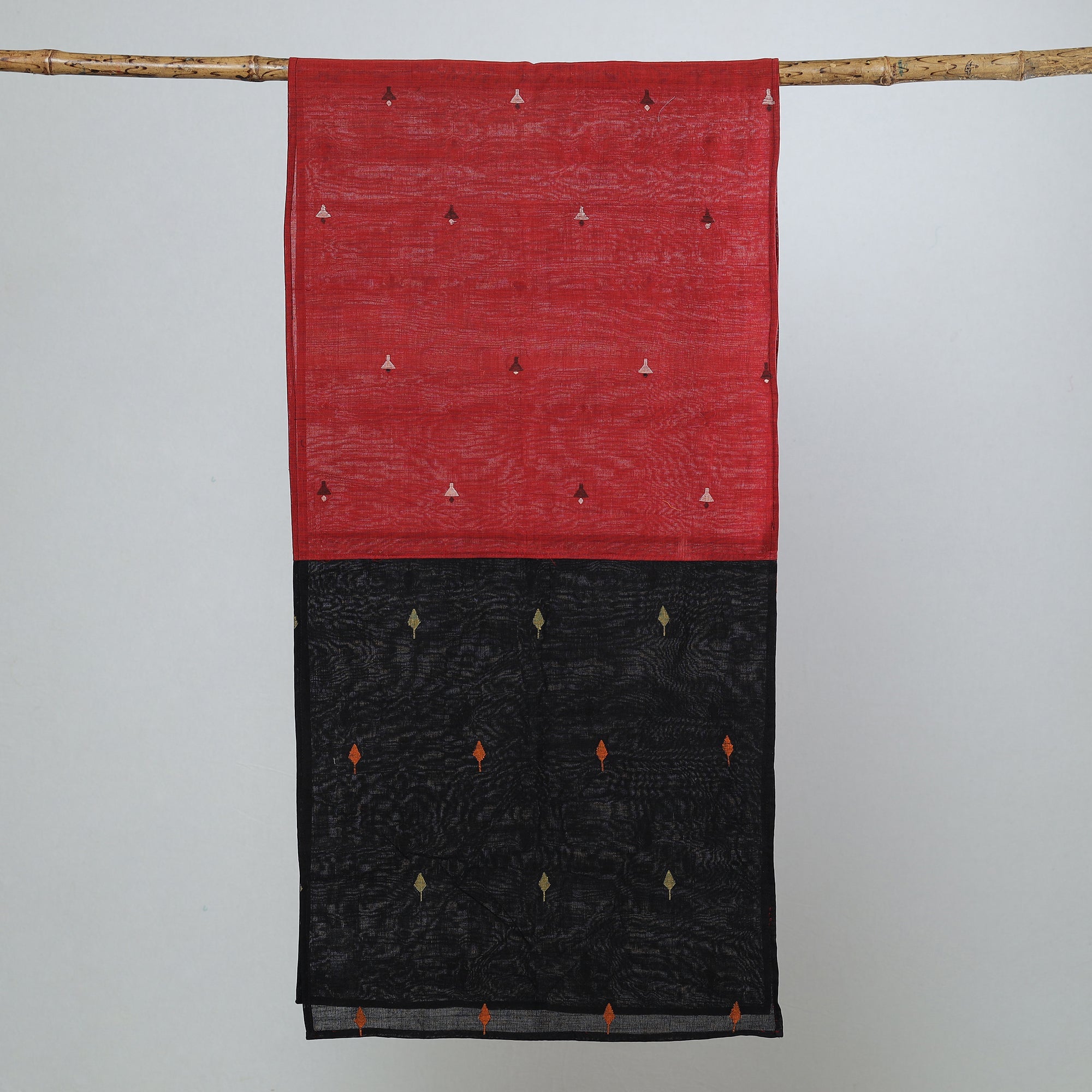 Multicolor - jamdani patchwork cotton stole 29 - handcrafted