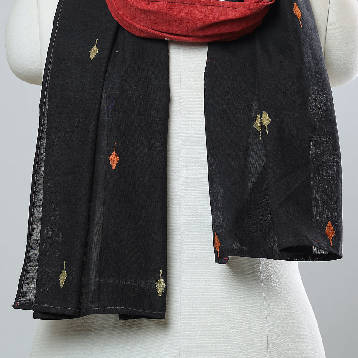 Multicolor - jamdani patchwork cotton stole 29 - handcrafted