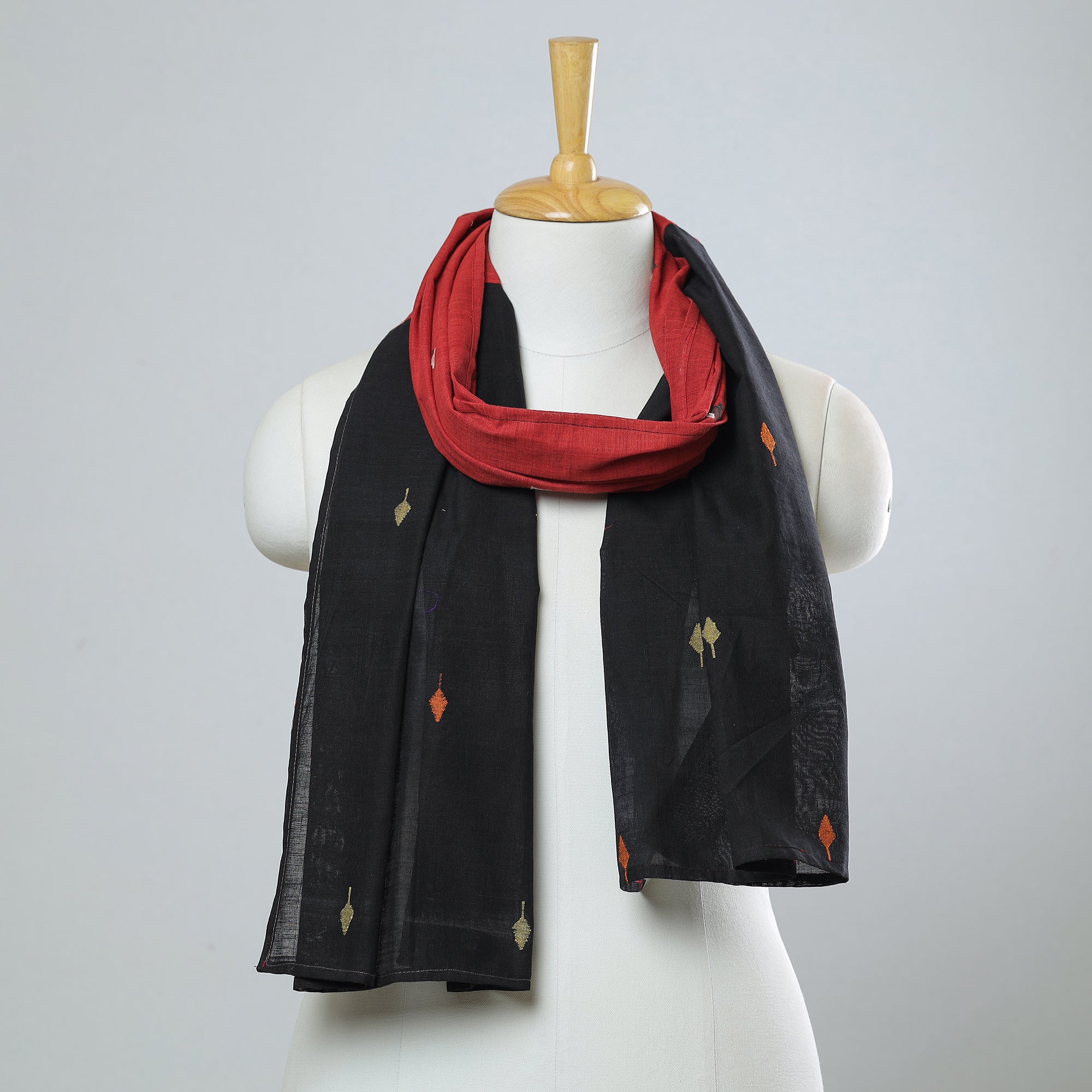 Multicolor - jamdani patchwork cotton stole 29 - handcrafted