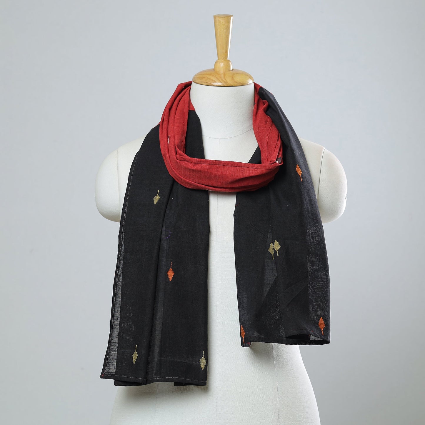 Multicolor - jamdani patchwork cotton stole 29 - handcrafted