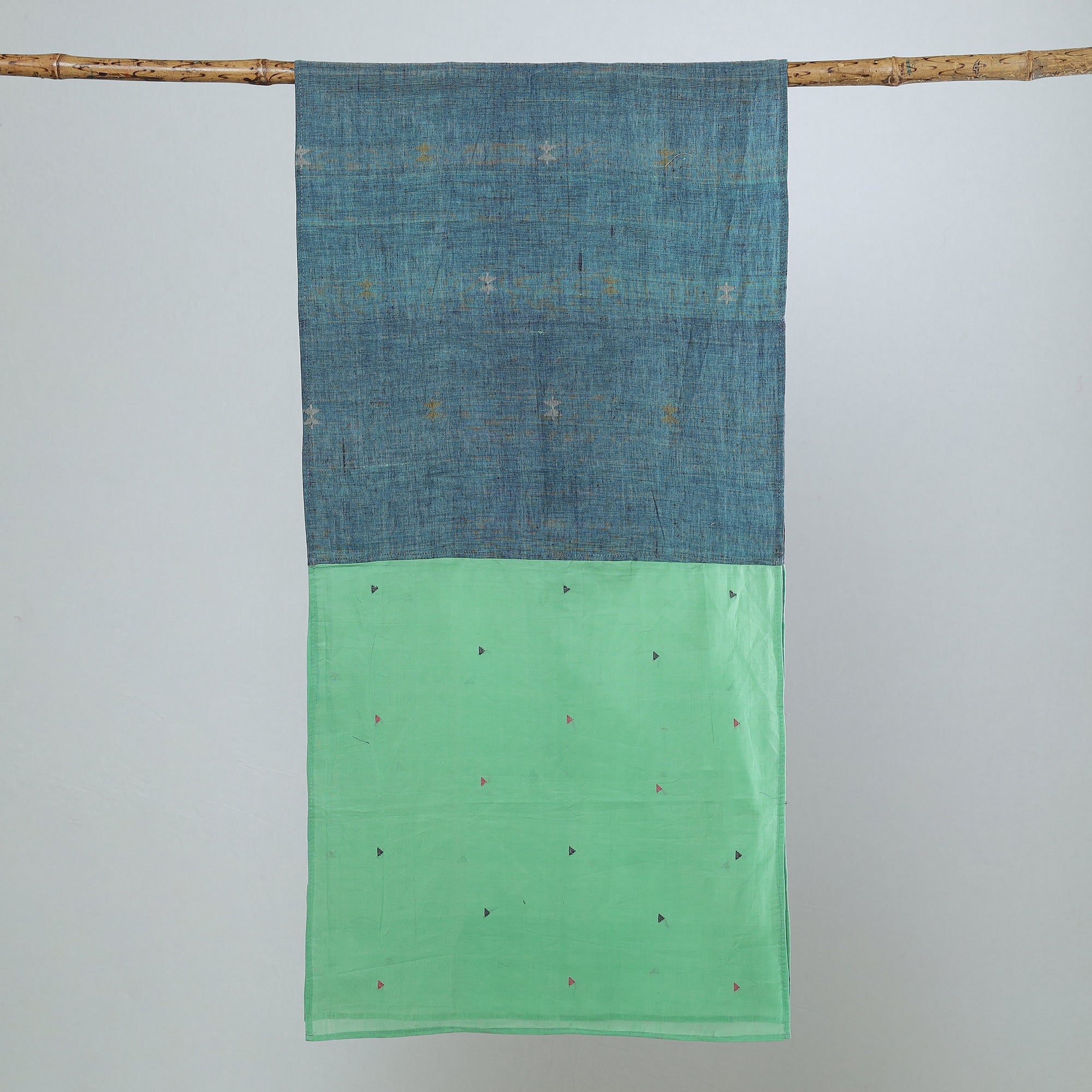 Multicolor - jamdani patchwork cotton stole 43 - handcrafted