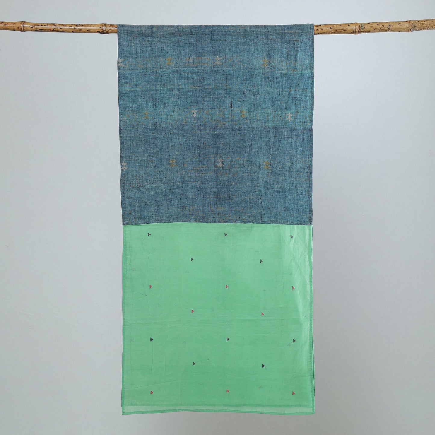 Multicolor - jamdani patchwork cotton stole 43 - handcrafted