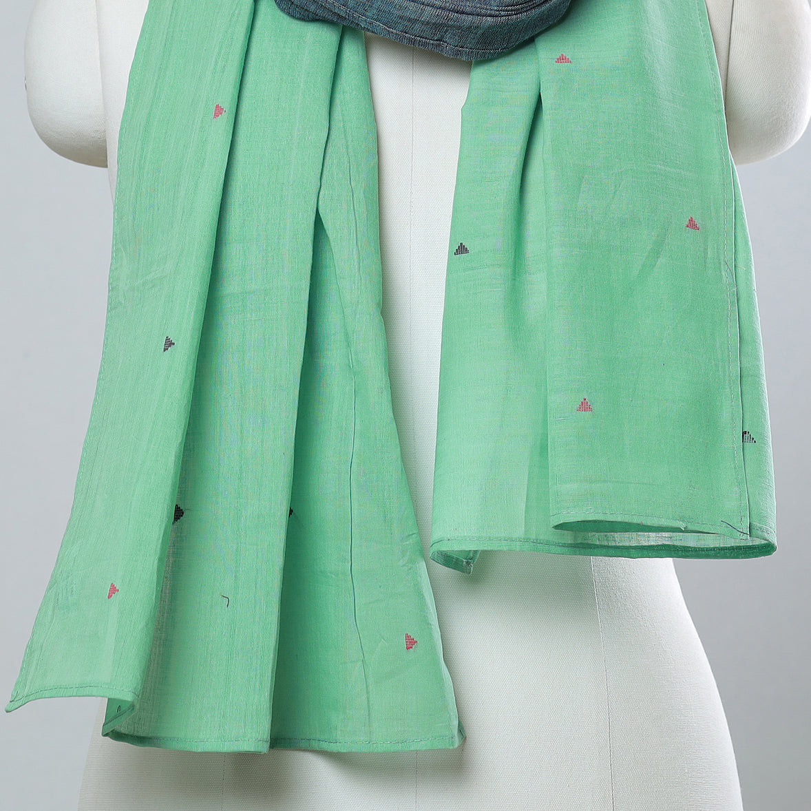 Multicolor - jamdani patchwork cotton stole 43 - handcrafted