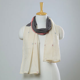 Multicolor - jamdani patchwork cotton stole 47 - handcrafted