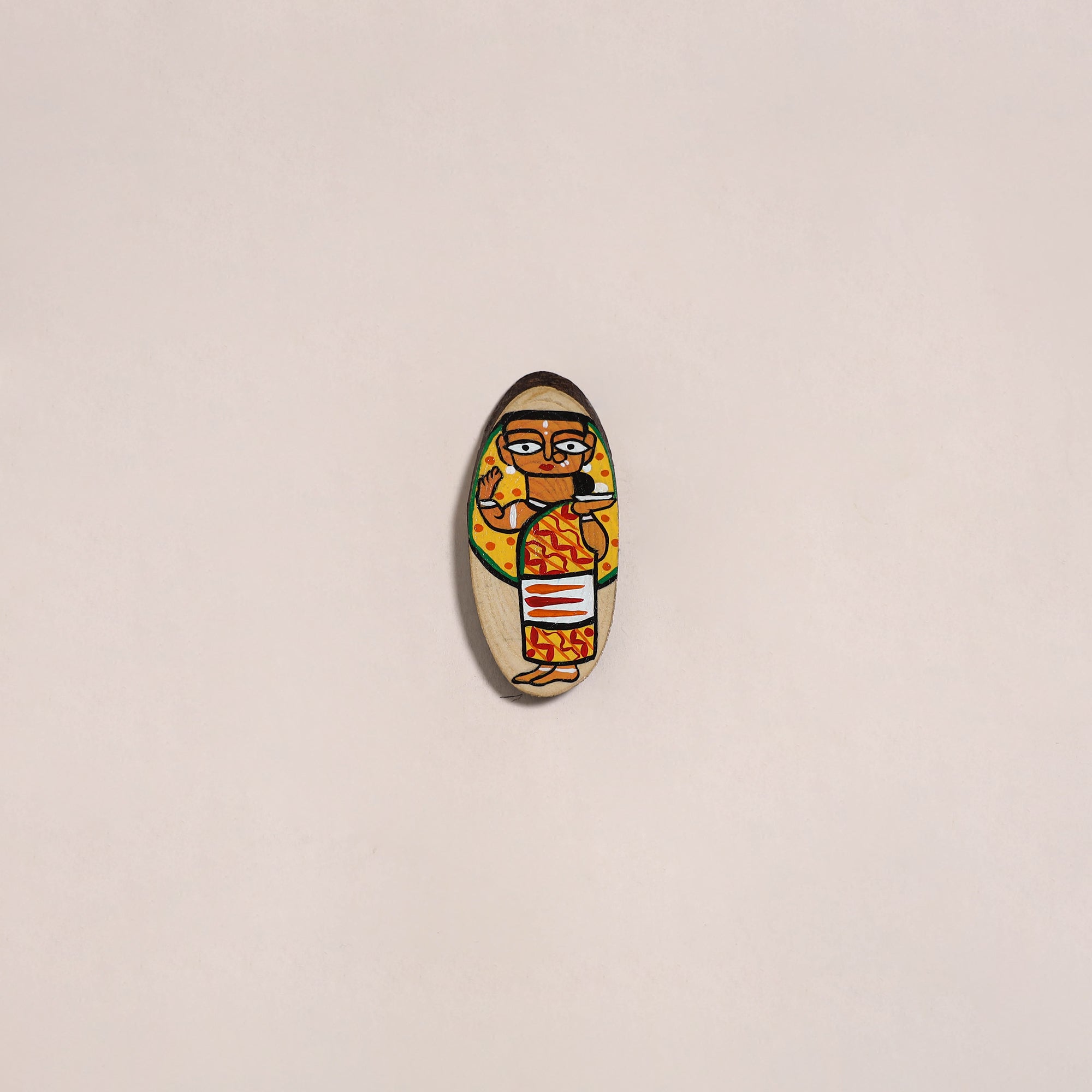 Jamini roy handpainted wooden fridge magnet 01 - handcrafted