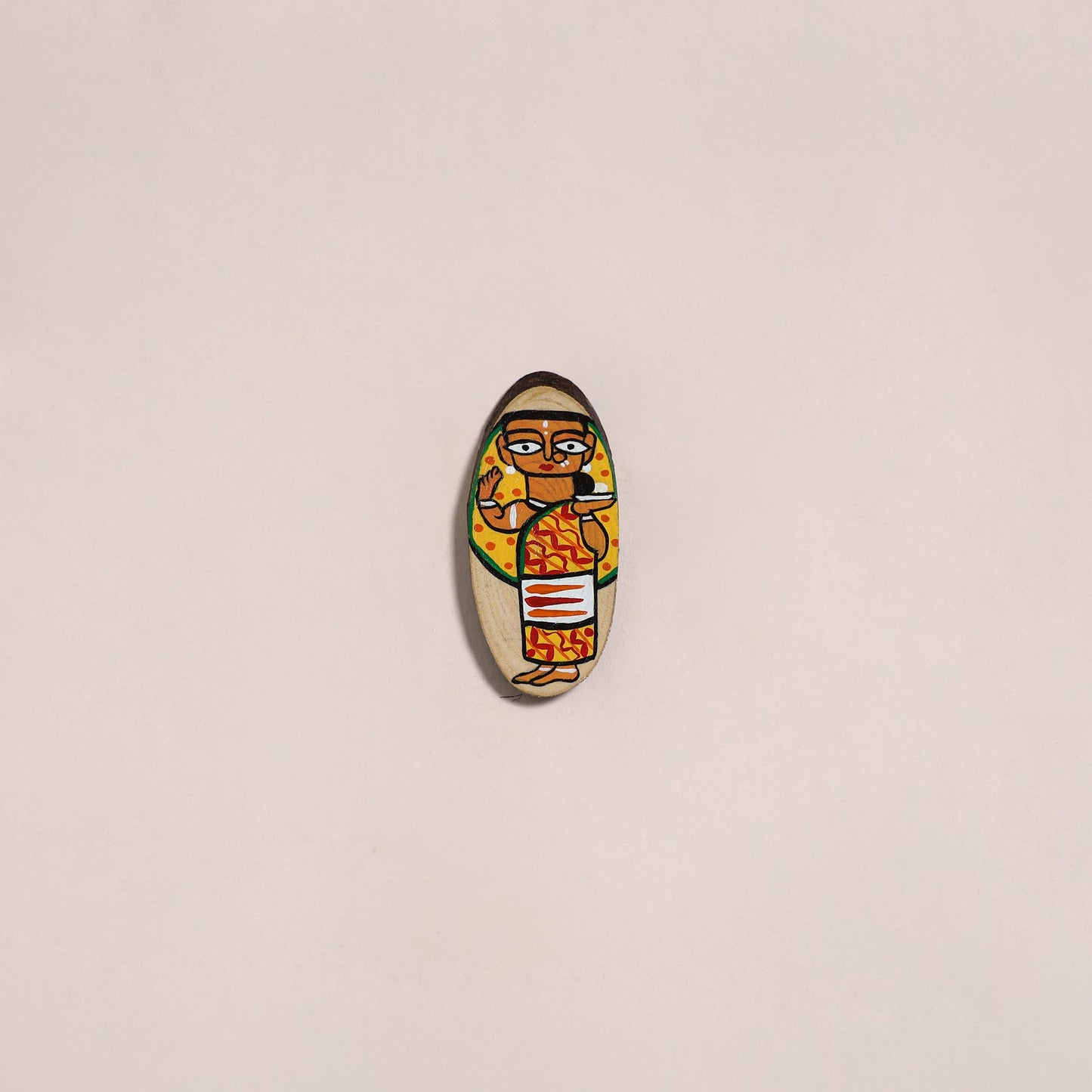 Jamini roy handpainted wooden fridge magnet 01 - handcrafted