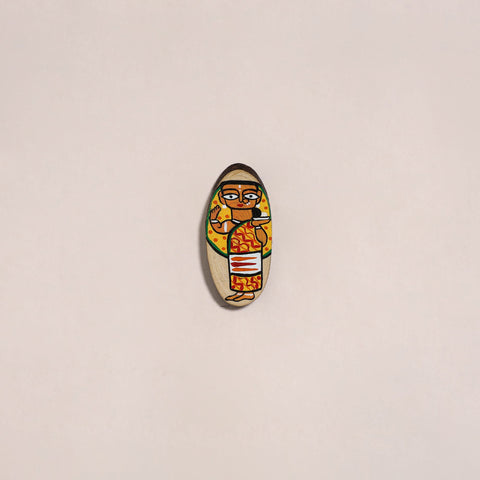 Jamini roy handpainted wooden fridge magnet 01 - handcrafted