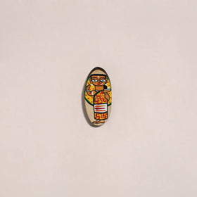 Jamini roy handpainted wooden fridge magnet 01 - handcrafted
