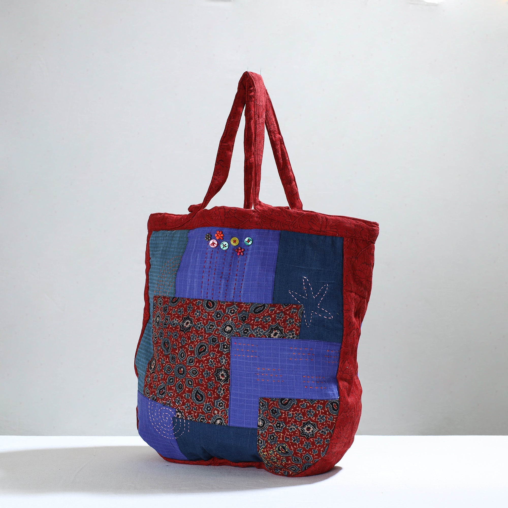 Multicolor Jugaad Patchwork Handmade Tote Bag 15