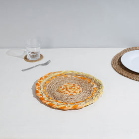 Buy Jute Cotton Multicolor Hand Braided Round Trivet