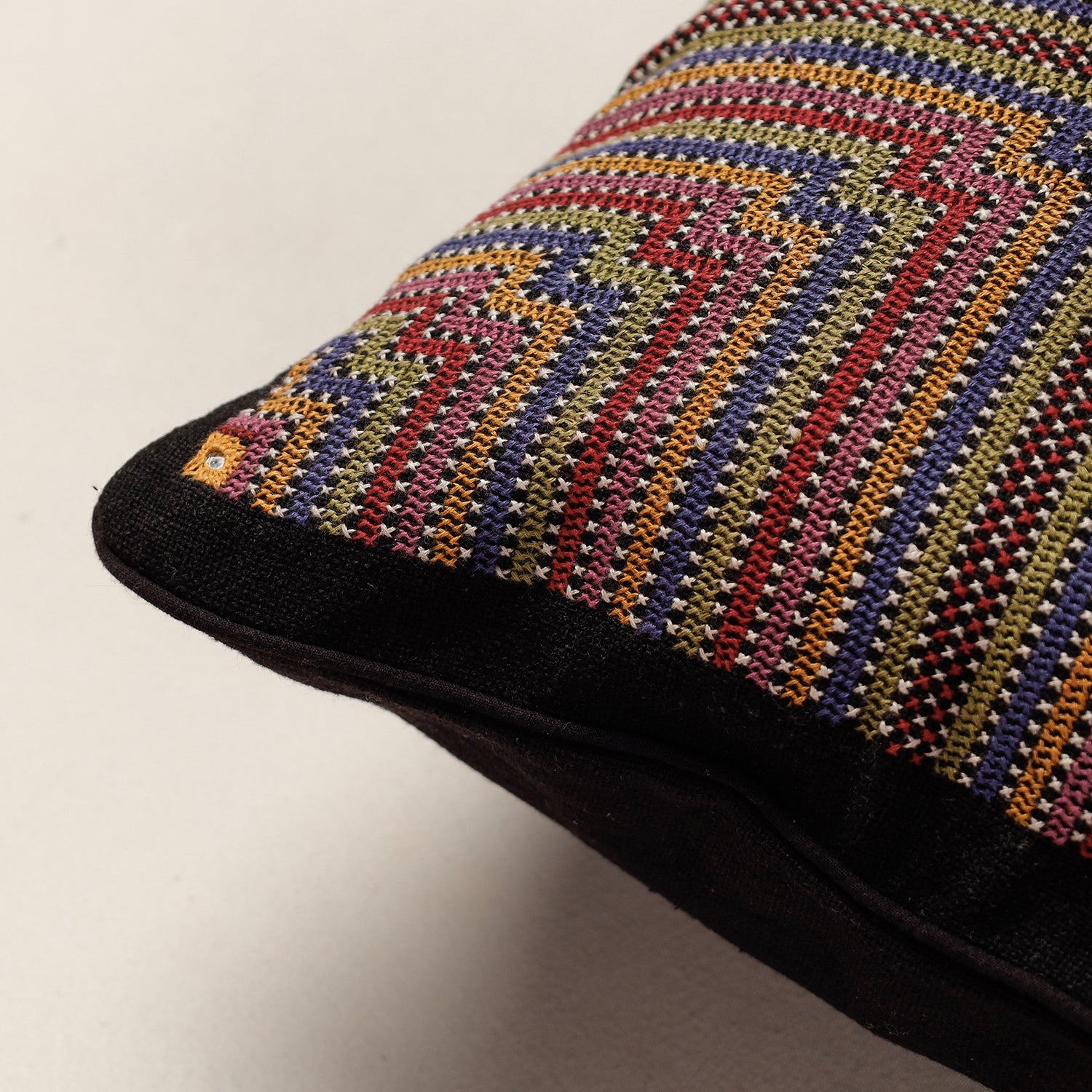  Kala Raksha Jat Hand Embroidery Cotton Cushion Cover 