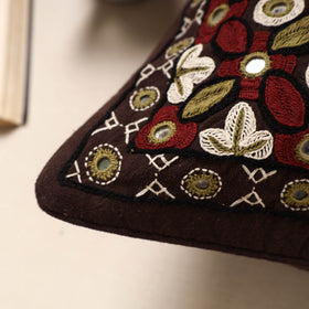 Multicolor Kala Raksha Pakko Hand Embroidery Cotton Cushion Cover